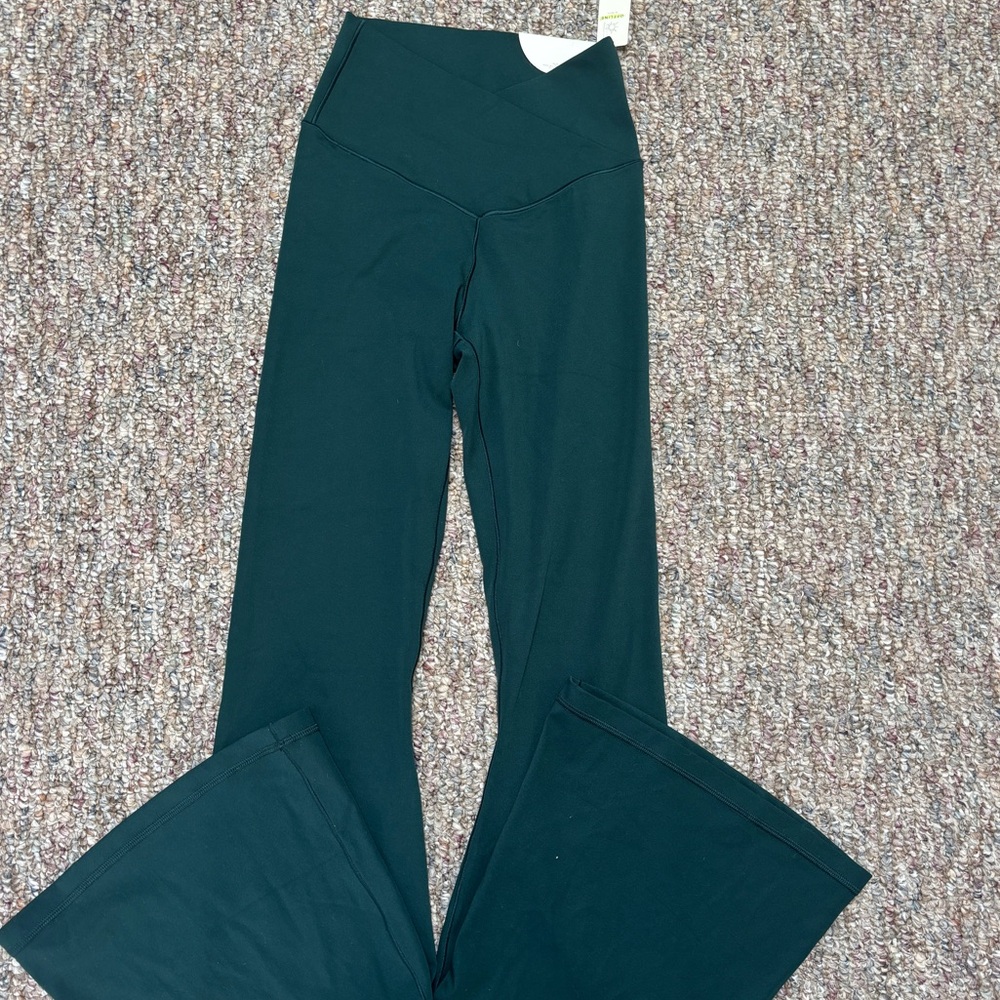 Arie Dark Green Flared Leggings